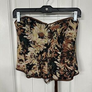Multicoloured floral corset top tie up back. L